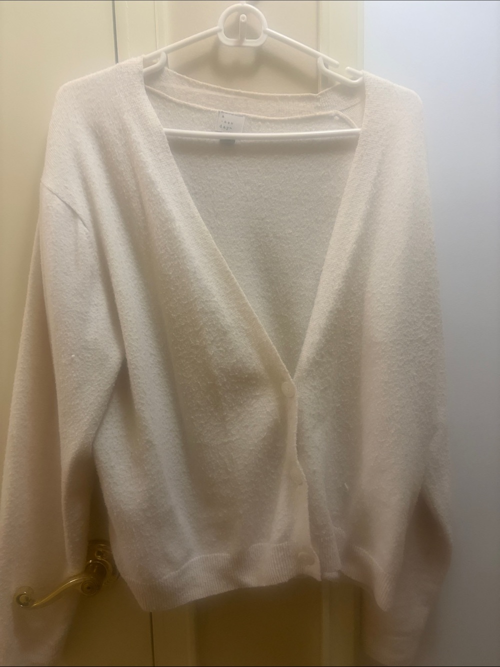 Ivory V-Neck Button Cardigan Sweater